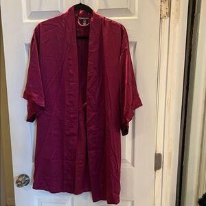 NWOT Victoria's Secret Burgundy Satin Robe in Original Bag